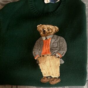 Polo by Ralph Lauren Dark Green Crewneck Sweater with Teddy Bear